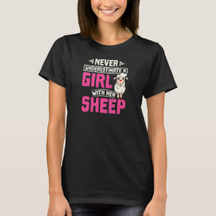 Womens Never Underestimate A Girl With Her Sheep T-Shirt
