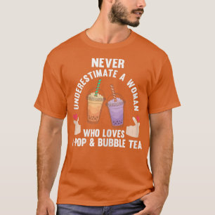 Womens Never woman loves k-pop & bubble tea K-pop T-Shirt