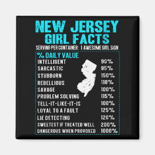 Womens New Jersey Girl Facts Funny Birthday Gift B Magnet