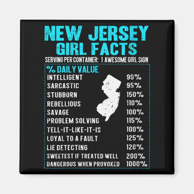 Womens New Jersey Girl Facts Funny Birthday Gift B Magnet (Front)