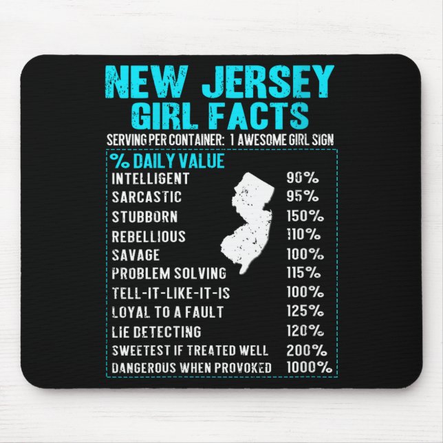 Womens New Jersey Girl Facts Funny Birthday Gift B Mouse Pad (Front)