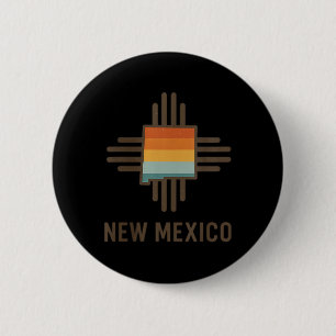 Womens New Mexico Zia Symbol Retro Sunset Vintage 6 Cm Round Badge