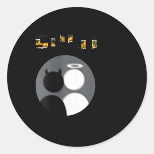 Womens New Split Ity Cool Angel Devil V-neck Classic Round Sticker