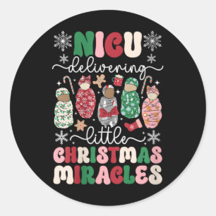 Womens Nicu Christmas Miracles Nicu Nurse Xmas Par Classic Round Sticker