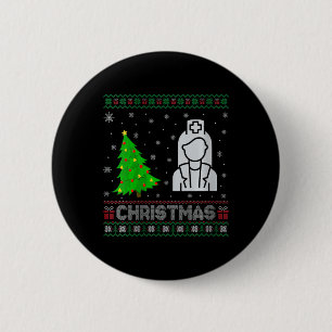 Womens Nicu Nurse Xmas Tree Lighting Ugly Christma 6 Cm Round Badge
