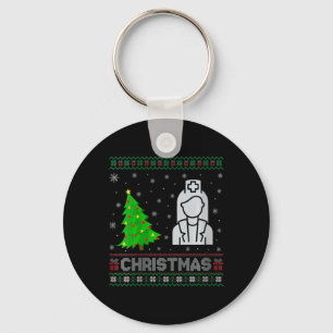 Womens Nicu Nurse Xmas Tree Lighting Ugly Christma Key Ring