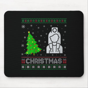 Womens Nicu Nurse Xmas Tree Lighting Ugly Christma Mouse Pad