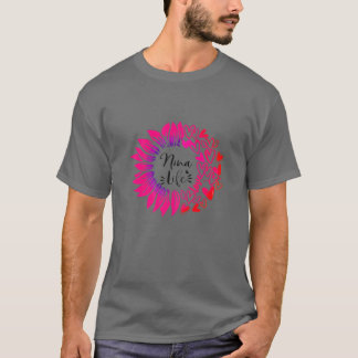 Womens Ninalife Flower Heart Valentine's Day T-Shirt