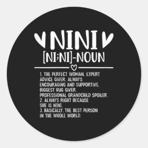 Womens Nini Gifts From Grandchild Mothers Day Funn Classic Round Sticker