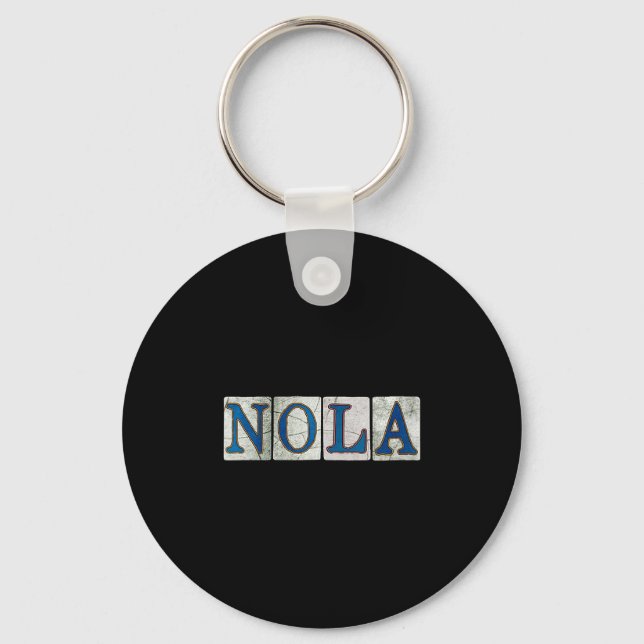 Womens Nola New Orleans Louisiana Street Tile V-ne Key Ring (Front)