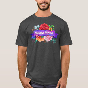 Women's Nonna For Women Grandma with Watercolor Ro T-Shirt