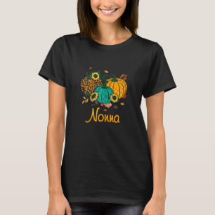 Womens Nonna Leopard Pumpkin Family Matching Thank T-Shirt