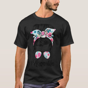 Womens Nonna Life Messy Hair Bun Floral Women Moth T-Shirt