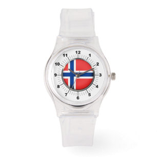 Women's Norway Flag Sporty Pink Silicon Watch