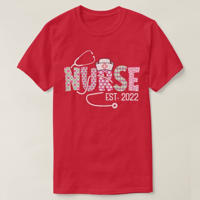 Womens Nurse Est 2022 Graduation Stethoscope Nursi T-Shirt (Design Front)