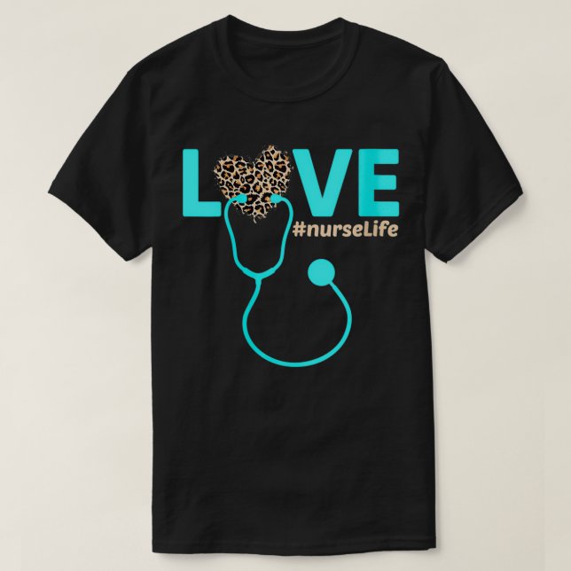 Womens Nurse Life RN LPN CNA Healthcare Leopard Nu T-Shirt (Design Front)