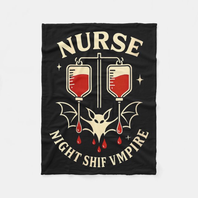 Womens Nurse Night Shift Vampire Halloween V-neck  Fleece Blanket (Front)