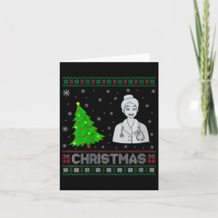 Womens Nurse Practitioner Xmas Tree Lighting Ugly  Card