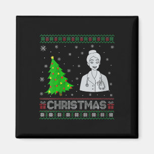 Womens Nurse Practitioner Xmas Tree Lighting Ugly Magnet