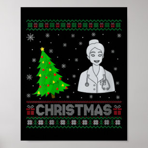 Womens Nurse Practitioner Xmas Tree Lighting Ugly  Poster