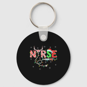 Womens Nursing Stethoscope Reindeer Nurse Hat Funn Key Ring