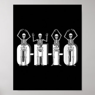 Womens O-h-i-o State Skeletons Funny Ohio Vintage  Poster