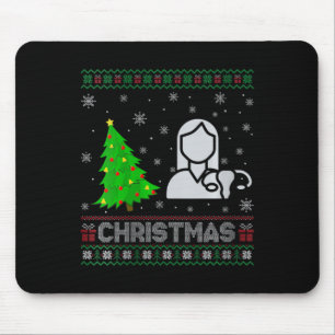 Womens Ob Nurse Xmas Tree Lighting Ugly Christmas Mouse Pad