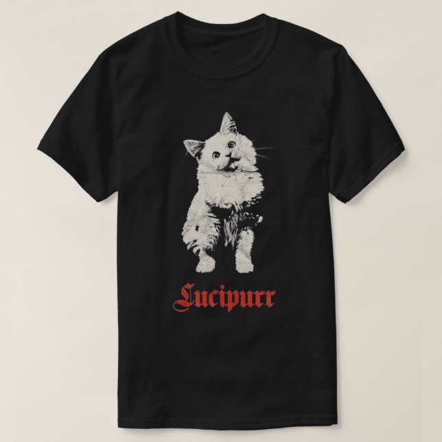 Womens Occult Lucipurr Gothic Lucifer Satan Cat De T-Shirt (Design Front)