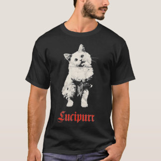 Womens Occult Lucipurr Gothic Lucifer Satan Cat De T-Shirt