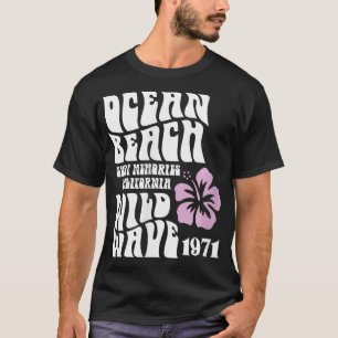Womens ocean beach wild wave surf memories Califor T-Shirt