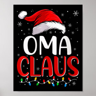 Womens Oma Claus Christmas Lights Matching Family Poster