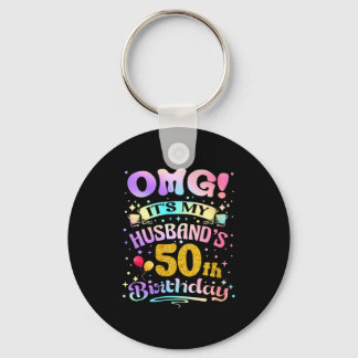 Womens omg husband's 50th birthday happy 50 years key ring