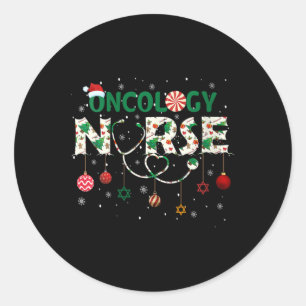 Womens Oncology Nurse Christmas Santa's Favourite  Classic Round Sticker