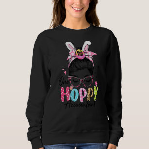 Womens One Hoppy Accountant Messy Bun Hair Bunny E Sweatshirt