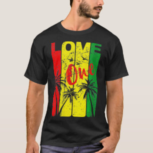 Womens One Love Jamaica Flag Reggea Rasta Flag Ras T-Shirt