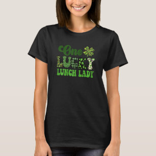 Womens One Lucky Lunch Lady Vintage Groovy Retro S T-Shirt