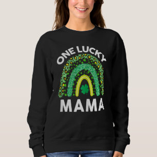 Womens One Lucky Mama Leopard Rainbow Funny St Pa Sweatshirt