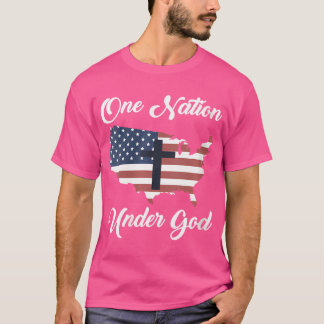 Womens One Nation Under God Patriotic Christian Us T-Shirt