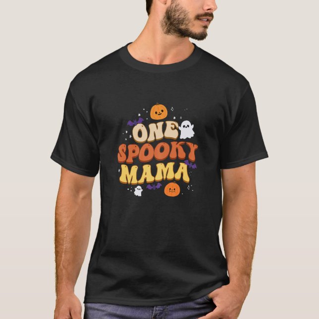 Womens One Spooky Mama Mum Boo Halloween Cute T-Shirt (Front)