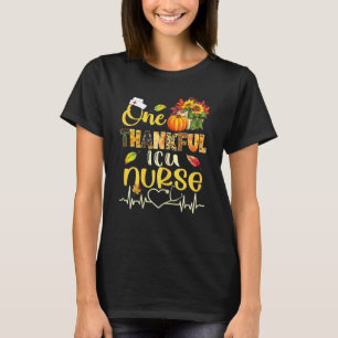 Womens One Thankful Icu Nurse Pumpkin Stethoscope T-Shirt