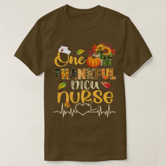 Womens One Thankful NICU Nurse Pumpkin Stethoscope T-Shirt (Design Front)