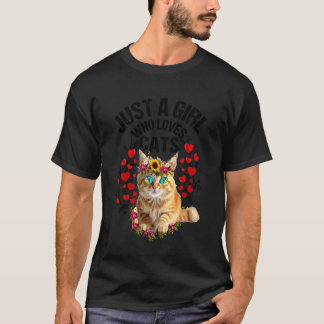 Womens Orange Cat Owner for Just a Girl Who Loves T-Shirt