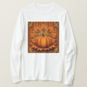 Women's Orange Pumpkin White T-Shirt