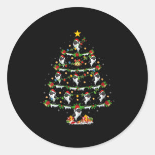Womens Orca Christmas Tree Lights Funny Sea Animal Classic Round Sticker