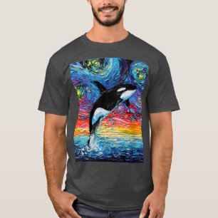 Womens Orca Killer Whale Starry Night Colourful Oc T-Shirt