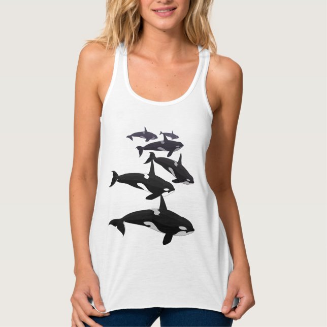 Women's Orca Tank Top Shirt Orca Whale Art Tops (Front)