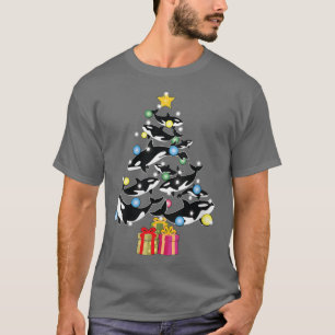 Womens Orca Whale and Christmas Tree Orca Christma T-Shirt