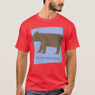Womens Orcas Island Brown Origami Bear Abstract Ge T-Shirt