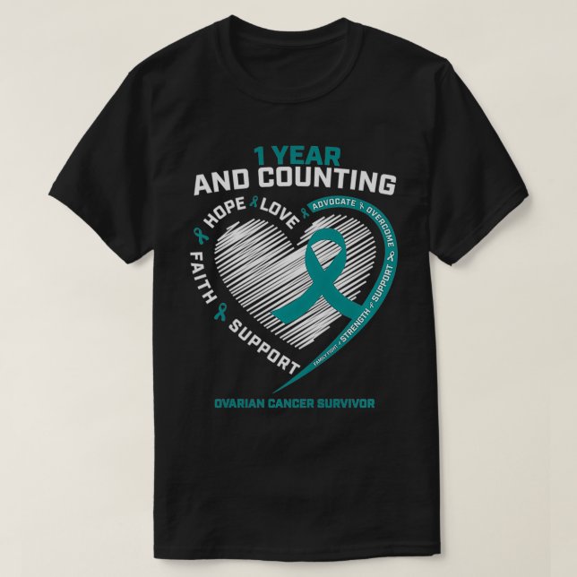 Womens Ovarian Cancer Survivor s 1 Year Cancer Fre T-Shirt (Design Front)