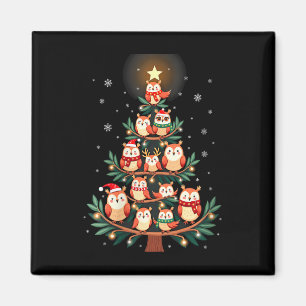 Womens Owl Christmas Tree Xmas Lights Xmas Owl Lov Magnet